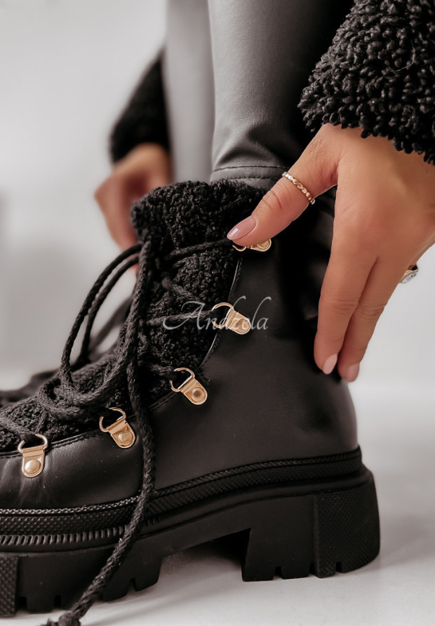 Členkové topánky s kožušinkou Cutie čierne