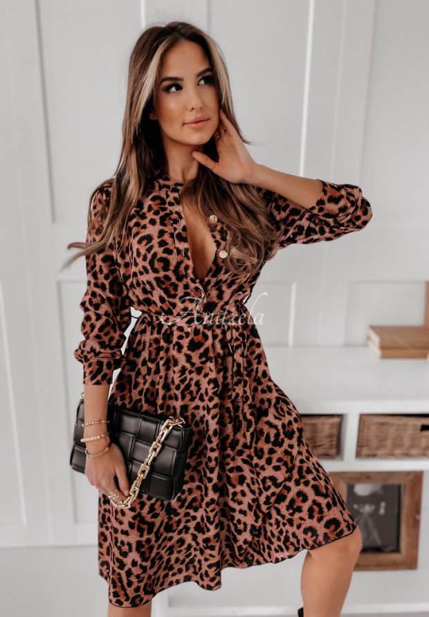 Šaty s opaskom Lizette s leopardím vzorom