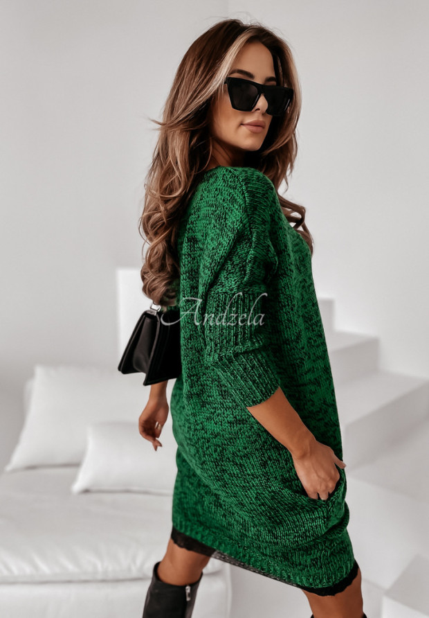 Pletené šaty s čipkou Villerio zelená