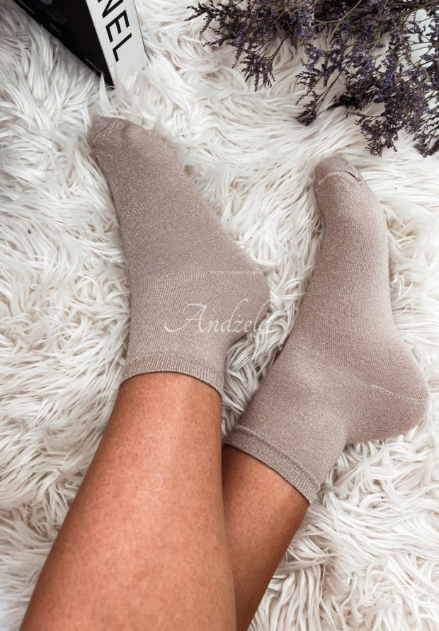 Trblietavé ponožky Shimmer béžové