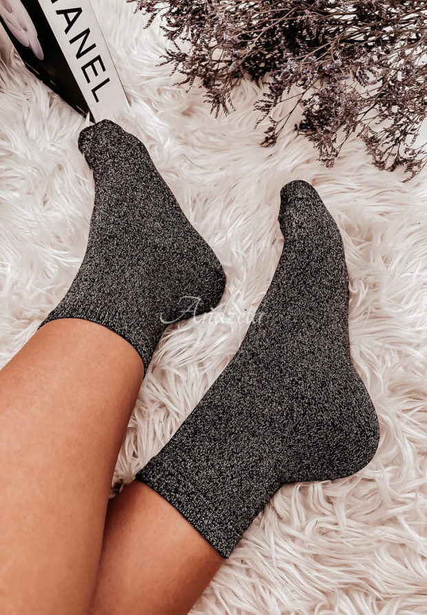 Trblietavé ponožky Shimmer čierne