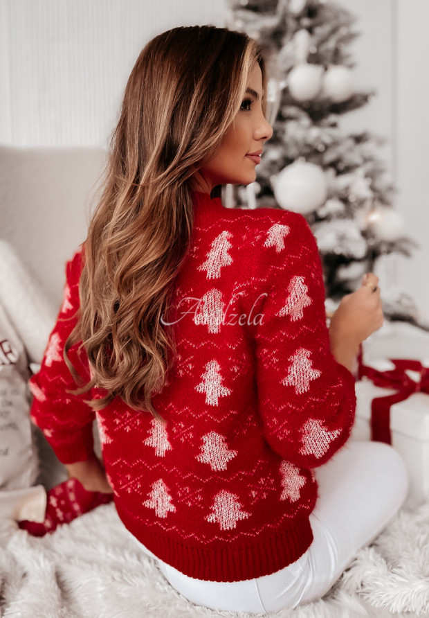 Vianočný vzorovaný sveter Magic Time červený