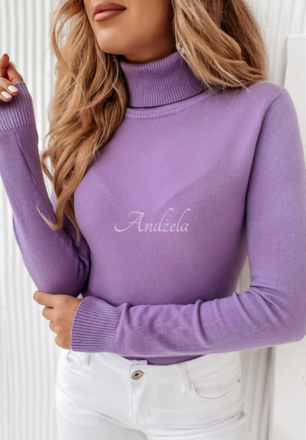 Obtiahnutý sveter s rolákom Solange fialový