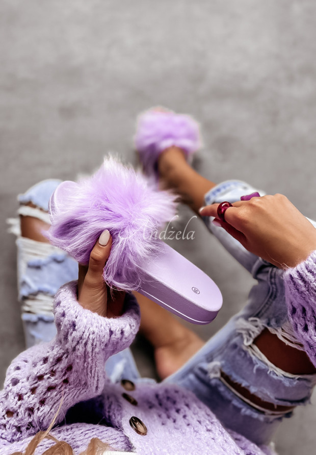 Kožušinové papuče Fuzzy Girl fialové