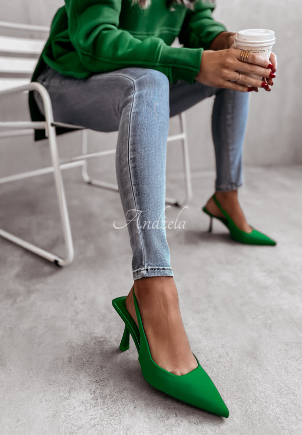 Sandále w szpic La Belle zelené