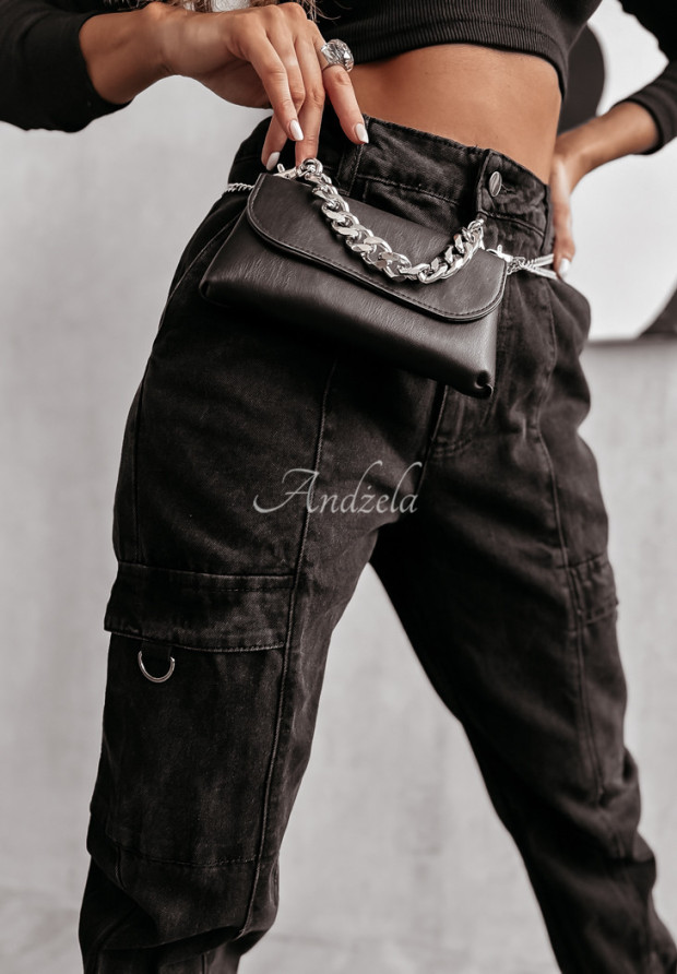Nohavice džínsové vreckáče cargo Evans čierne