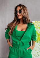 Mikina na zips s kapucňou Comfy zelená