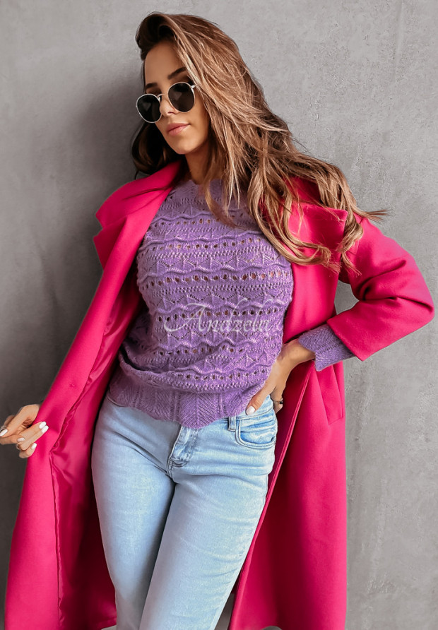 Ľahký ažúrový sveter Sharise fialový