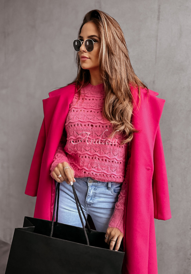 Ľahký ažúrový sveter Sharise ružový