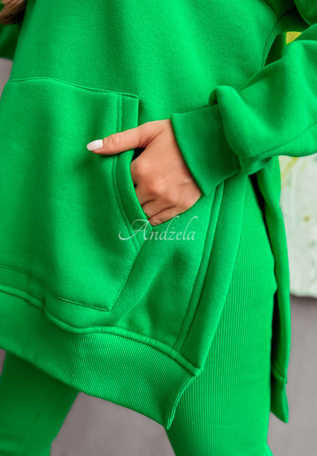 Mikina s vreckom s kapucňou Siempre zelená