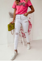 Nohavice džínosové z przetarciami Bristol Biele