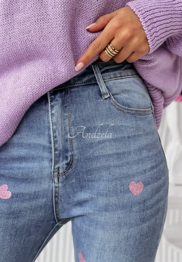 Nohavice džínsové skinny so srdciami Candy Kisses modré