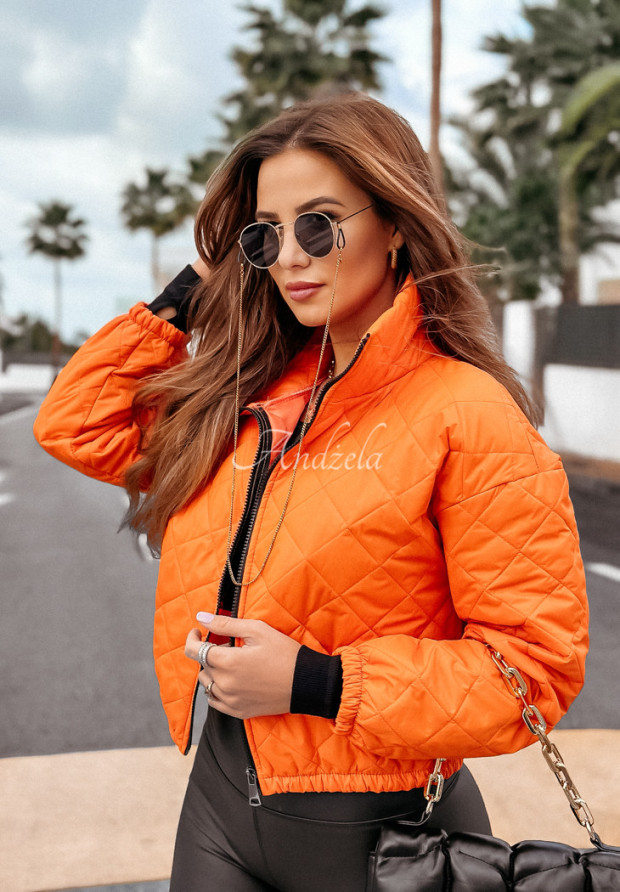 Prešívaná bomber bunda Fashionable oranžová