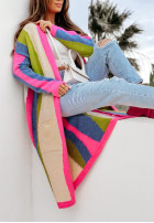 Dlhý Kardigan w kolorowe paski Felt Cute limonkowo-modrý