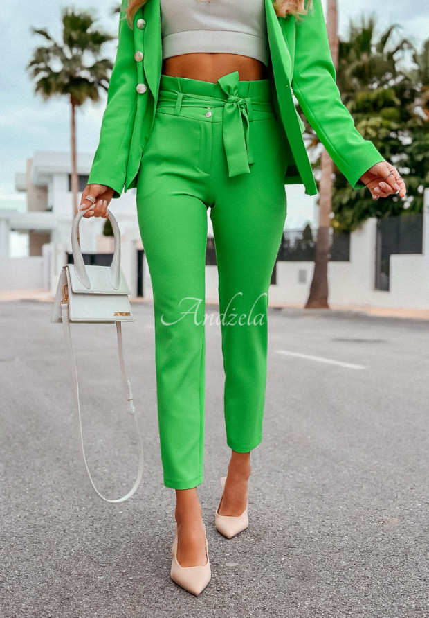 Elegantné nohavice s opaskom I Want It, I Got It zelené