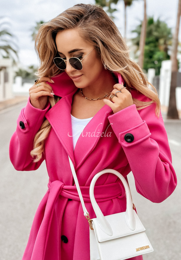 Dlhý kabát s opaskom Attraction ružový