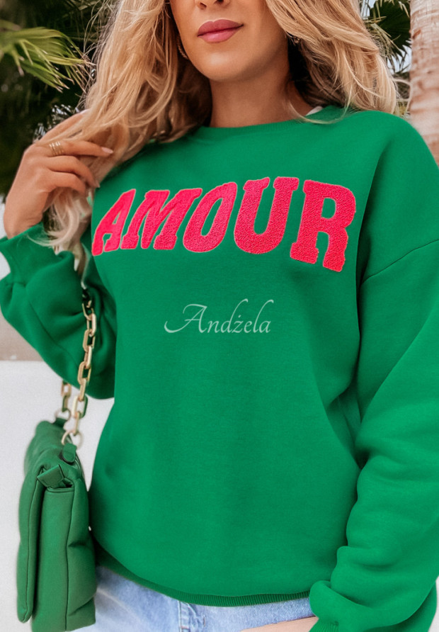 Mikina s nápisom Amour zelená