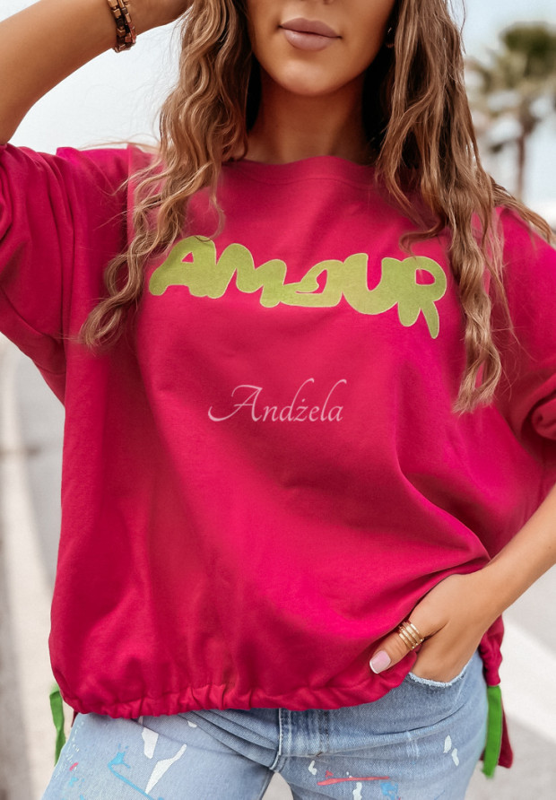 Mikina s nápisom Amours fuchsiová