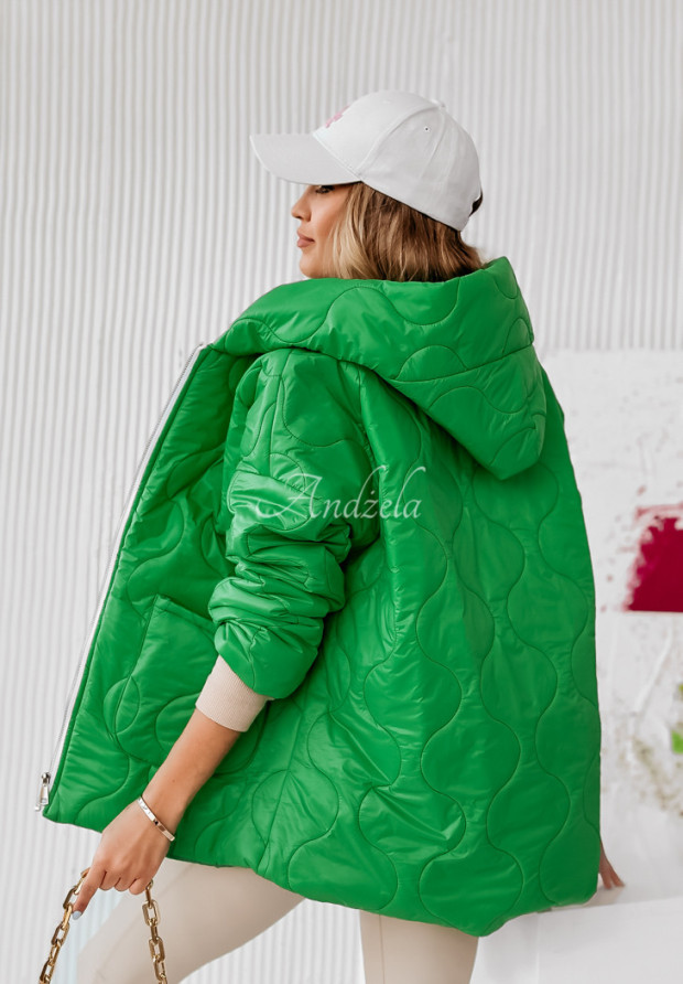 Prešívaná oversize bunda s kapucňou Rivendell zelená