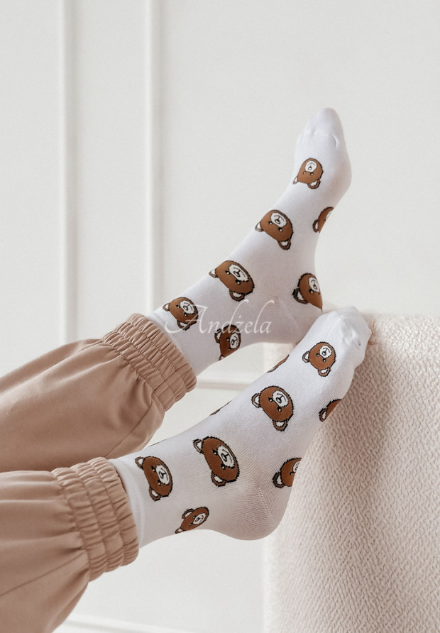 Dlhé ponožky s medvedíkmi Bears biele