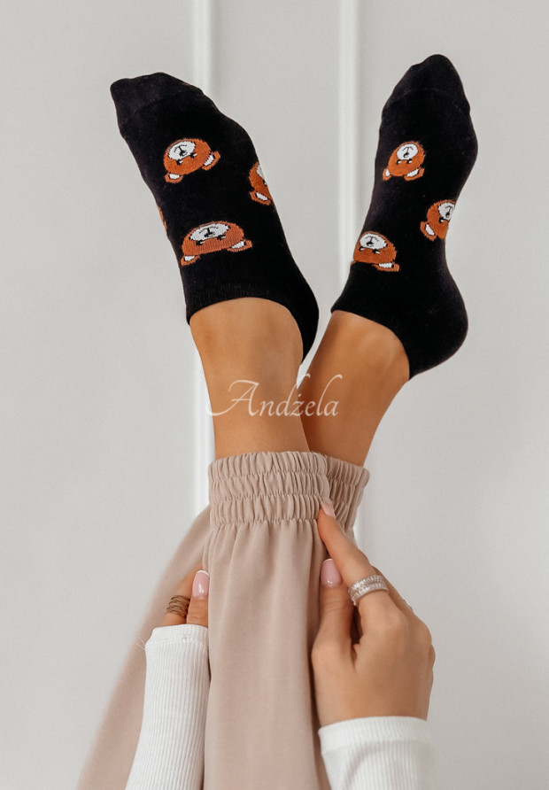 Krátke ponožky so vzormi Teddy čierne