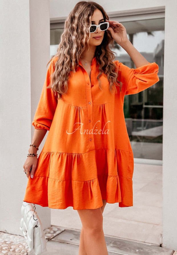Šaty oversize s volánikmi True Beauty oranžová