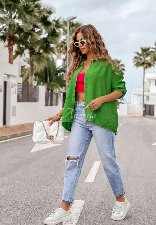 Košeľa oversize True Beauty zelená