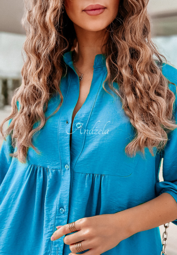 Šaty oversize s volánikmi True Beauty modrá