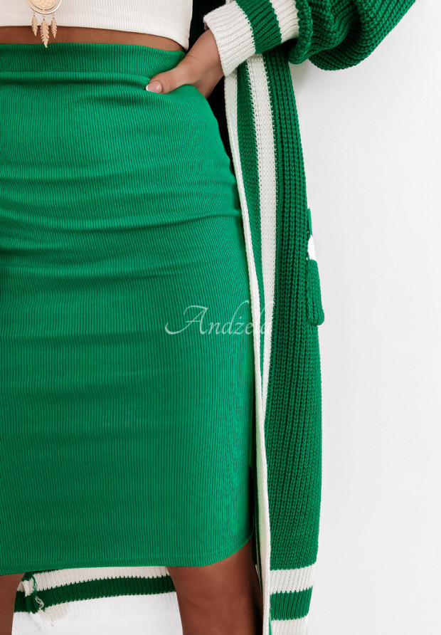 Vrúbkovaná sukňa Slim Skirt zelená