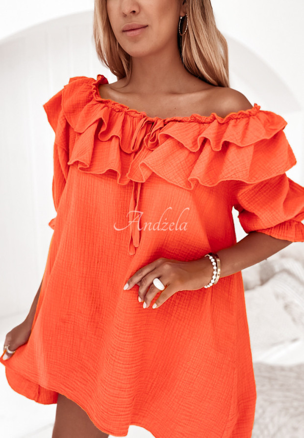 Mušelínové šaty Tunika Sanchez oranžová