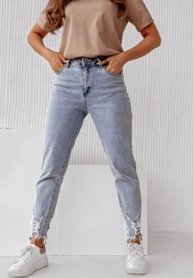 Nohavice džínsové s odreninami Carleton bledomodré