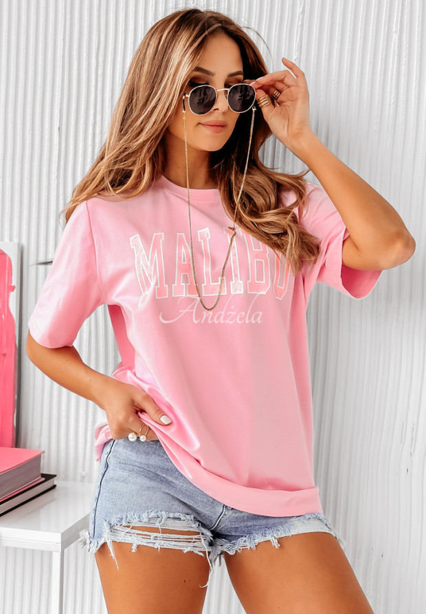 Tričko s potlačou Malibu púdrovo ružová