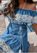 Šaty Španielsky z koronką boho That Summer modrá