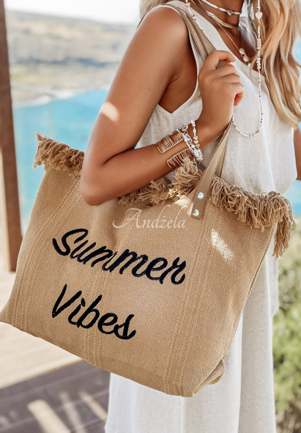 Pletená kabelka so strapcami Summer Vibes ťavia