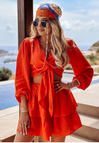 Wiązana muślinowa Blúzka Sea You Soon oranžová