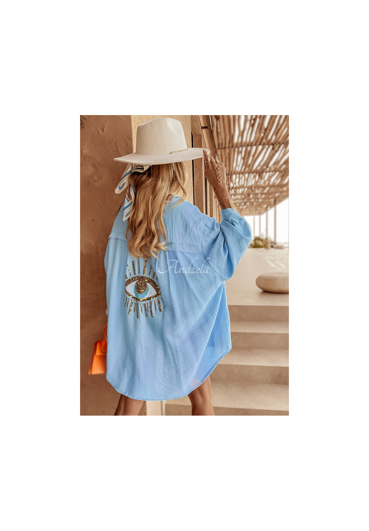 Košeľa s ozdobnou aplukáciou Eye See You blankytná