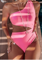 Asymetryczny kostium kąpielowy jednoczęściowy Water Sports ružový