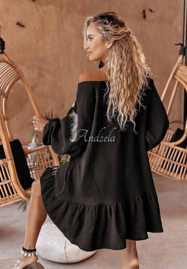 Mušelínové šaty oversize Aloha Beaches čierna
