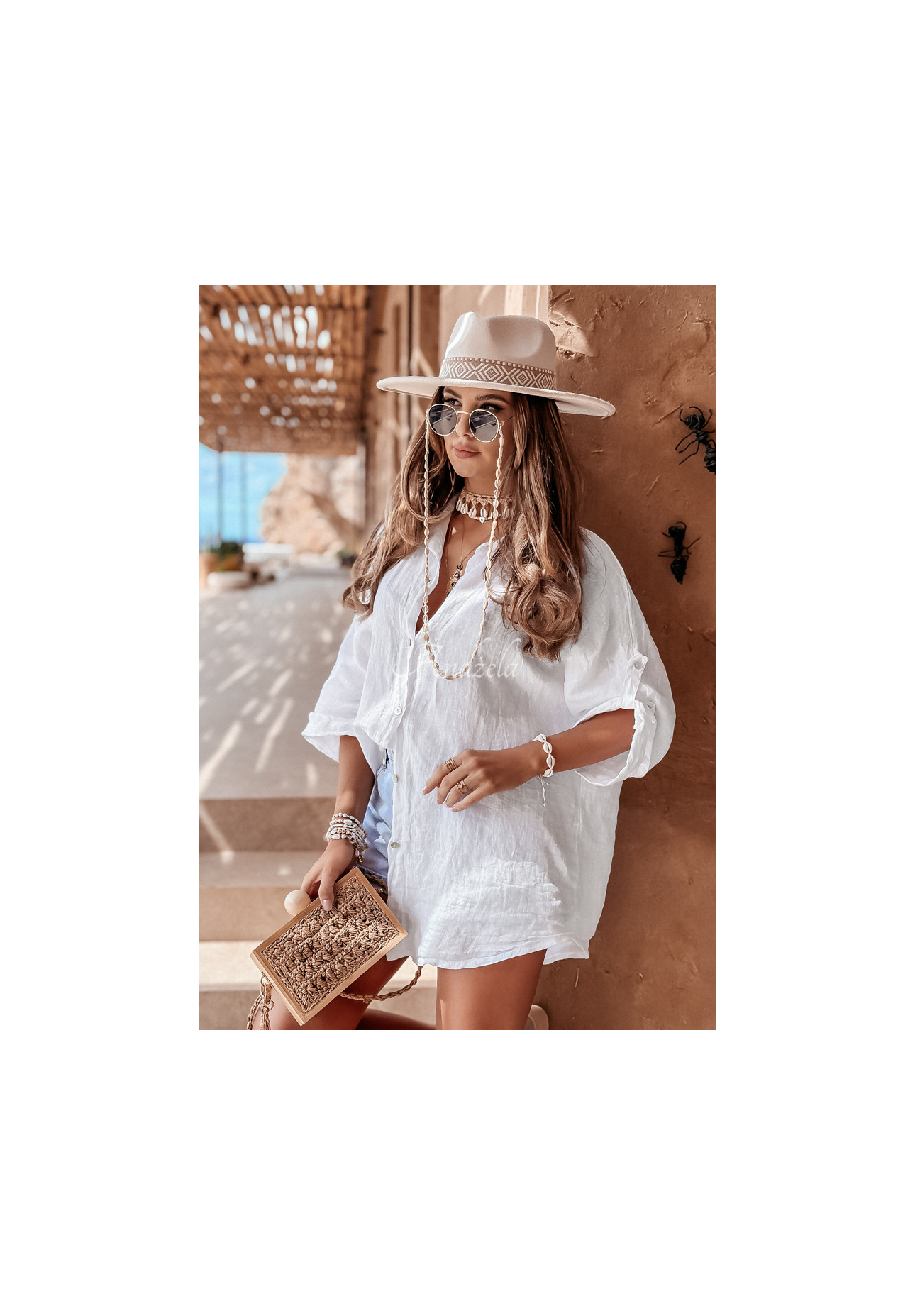 Ľanová košeľa Summery Essentials Biela