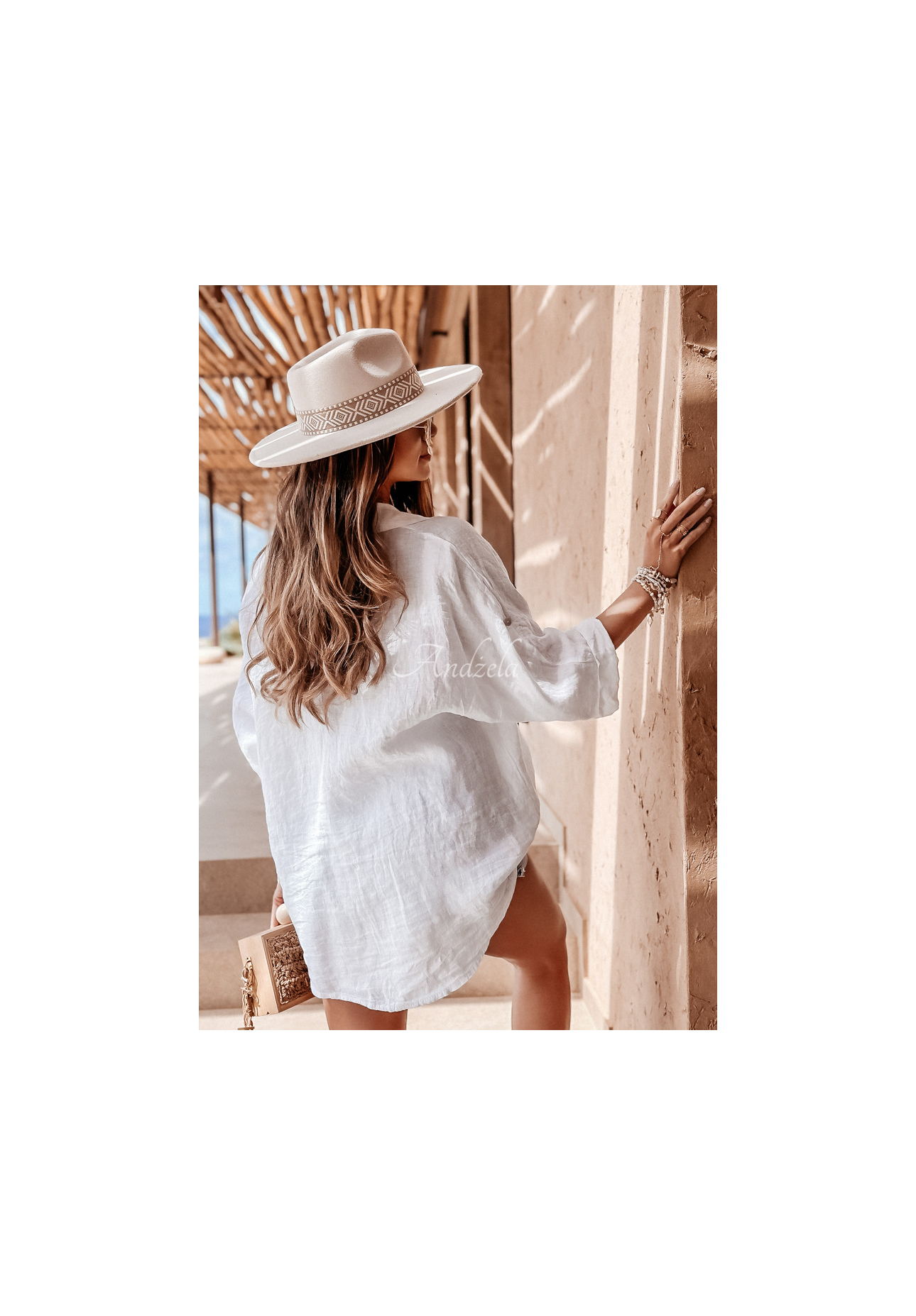 Ľanová košeľa Summery Essentials Biela