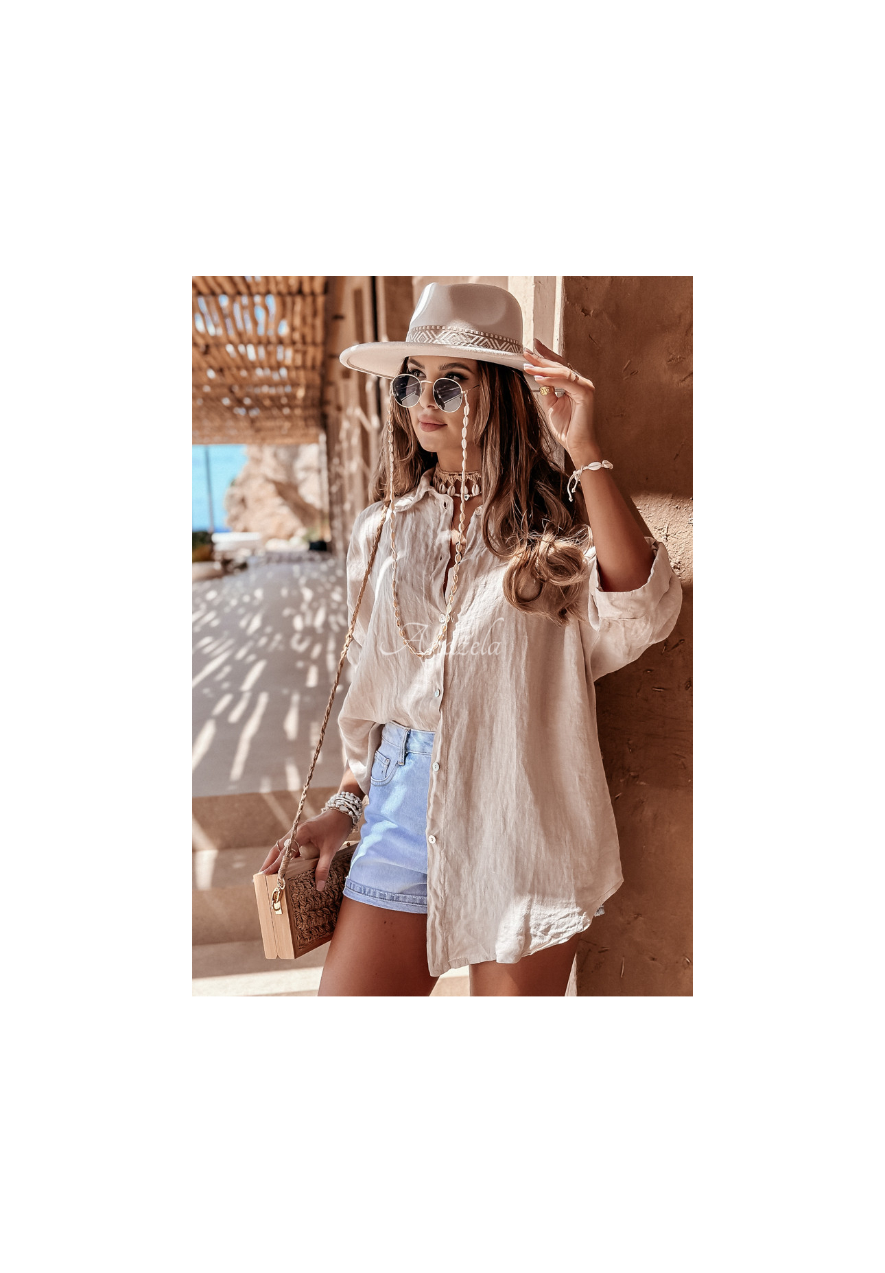 Ľanová košeľa Summery Essentials béžová