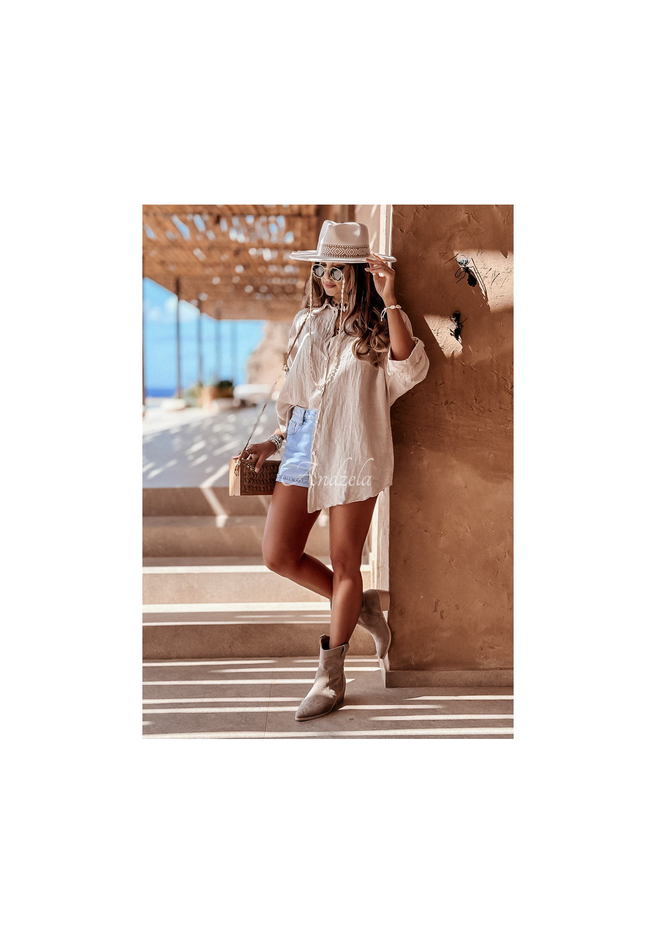 Ľanová košeľa Summery Essentials béžová