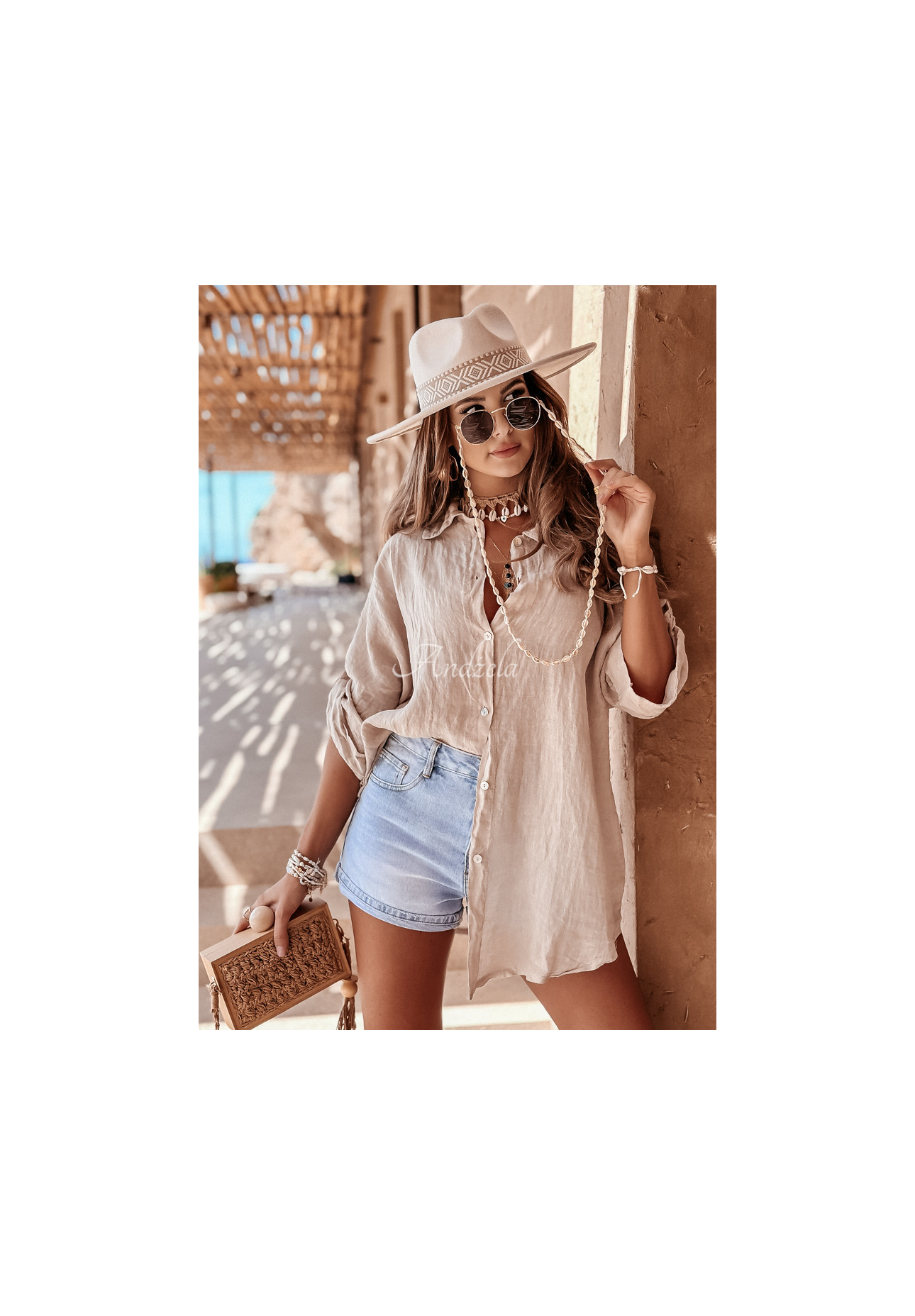 Ľanová košeľa Summery Essentials béžová