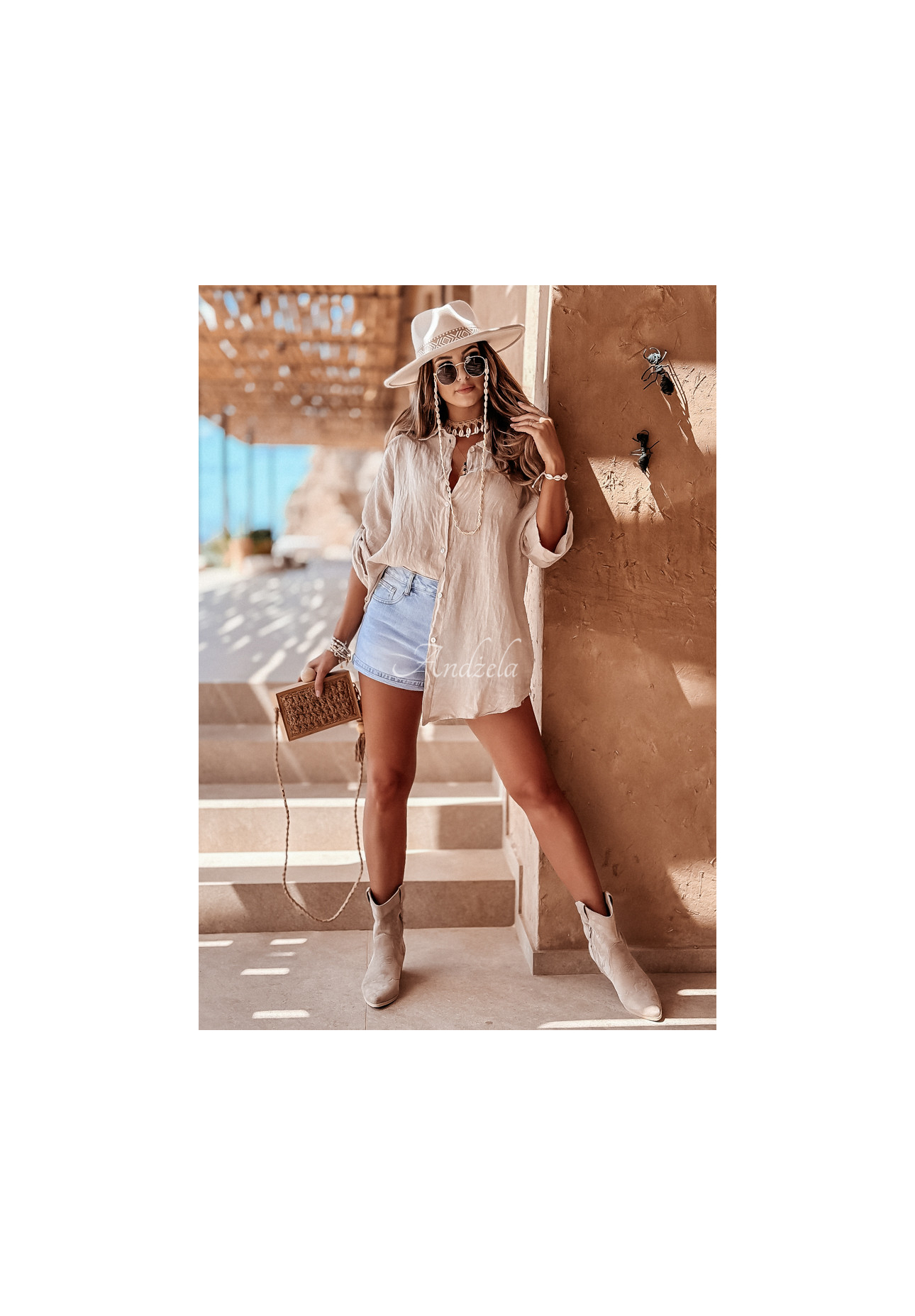 Ľanová košeľa Summery Essentials béžová