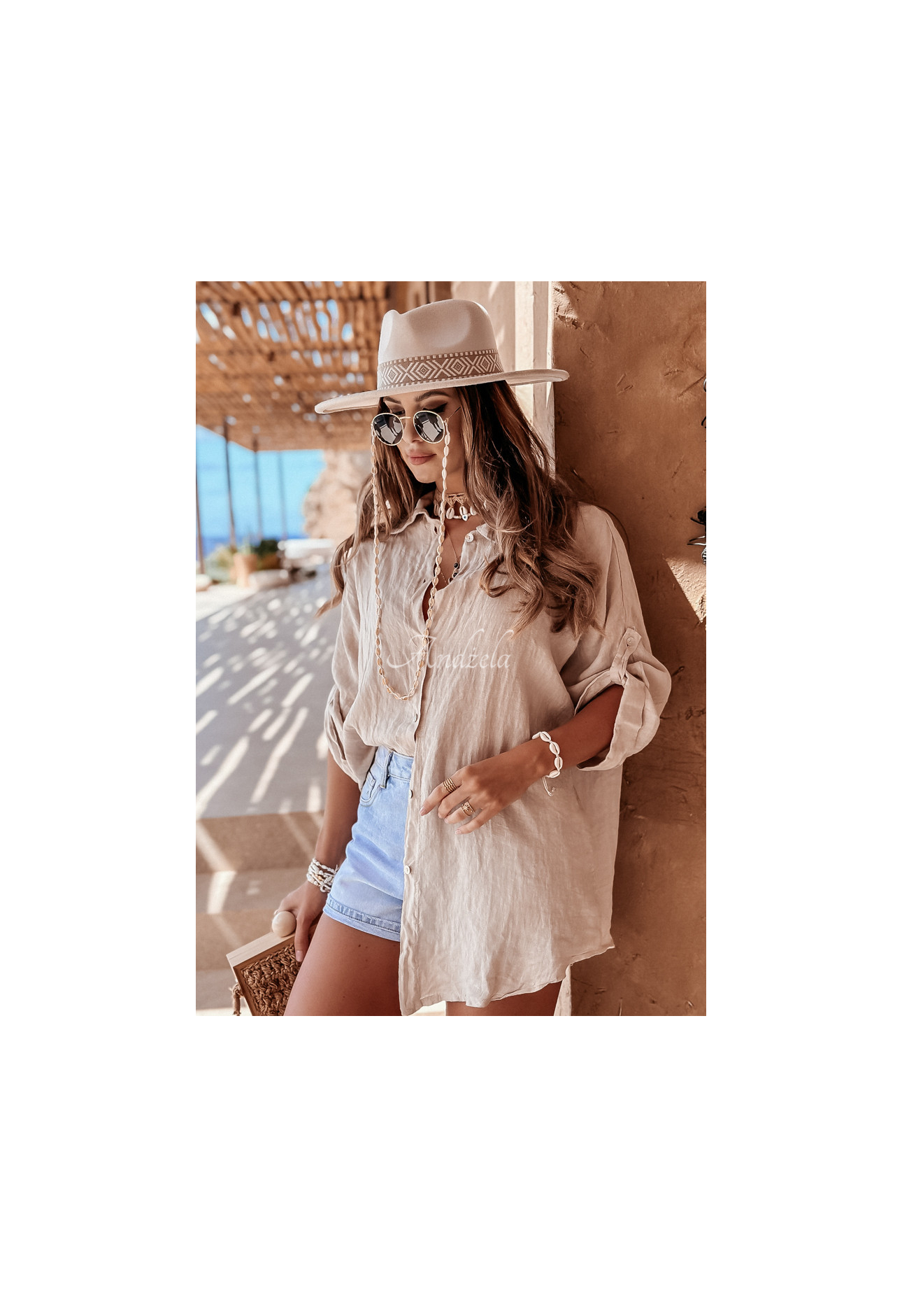 Ľanová košeľa Summery Essentials béžová