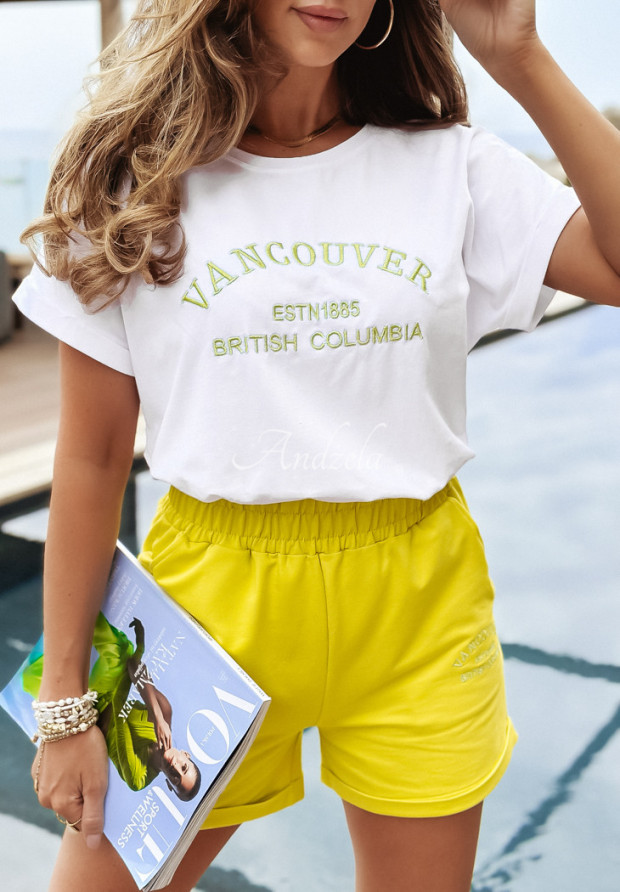 Tepláková súprava šortky a tričko Vancouver bielo-žltá