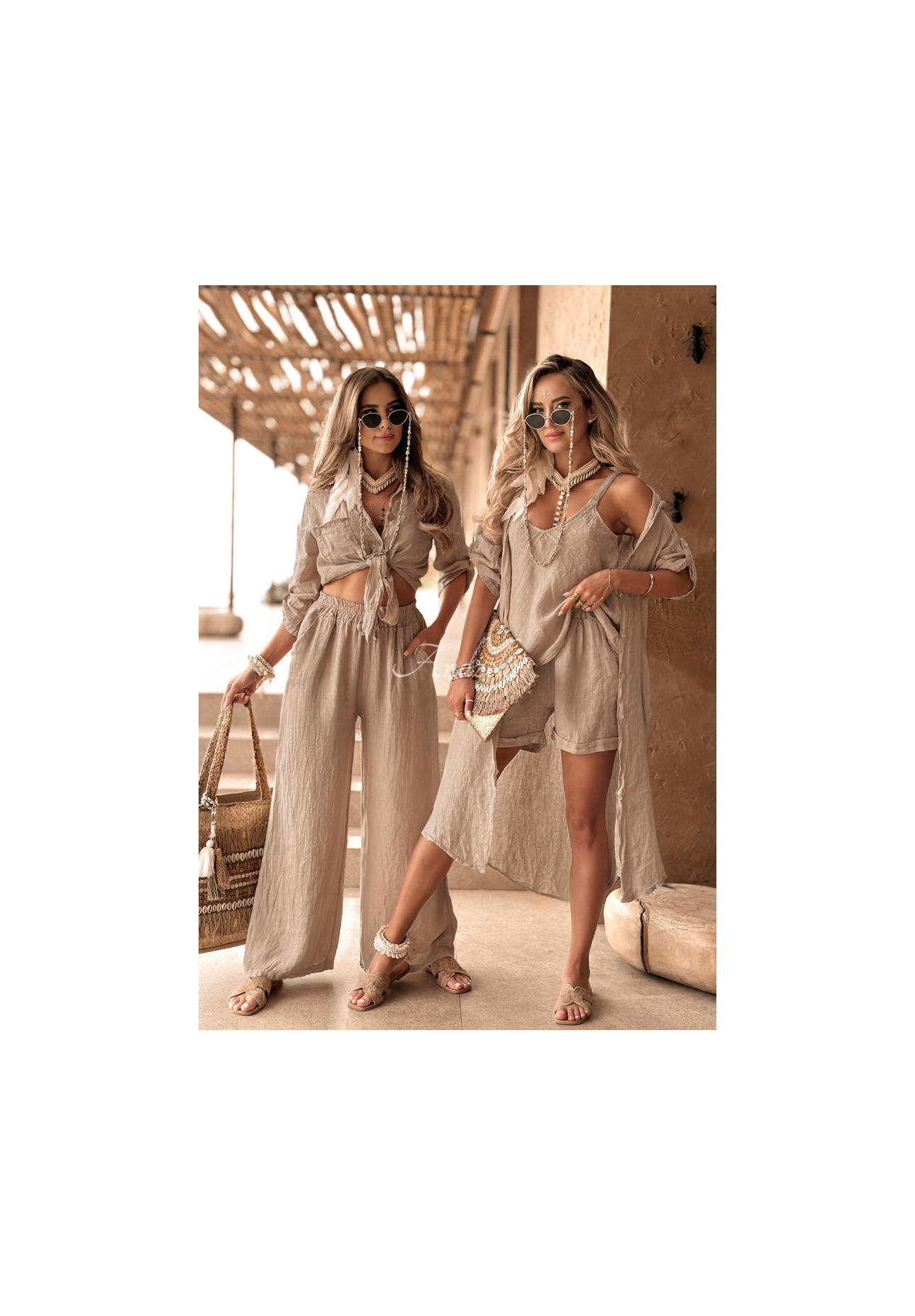 Ľanový Top Summery Essentials béžový