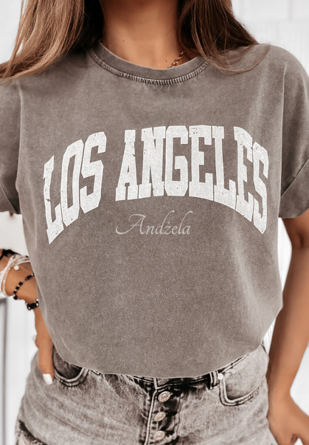 Tričko s potlačou Los Angeles sivý