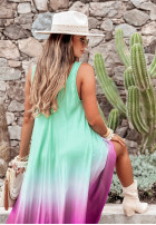 Šaty maxi z efektem ombre Beach Style miętowo-fialová