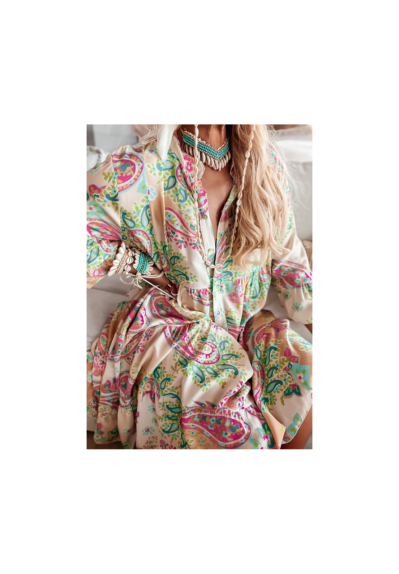 Vzorované šaty Magnala Aria béžovo-ružová